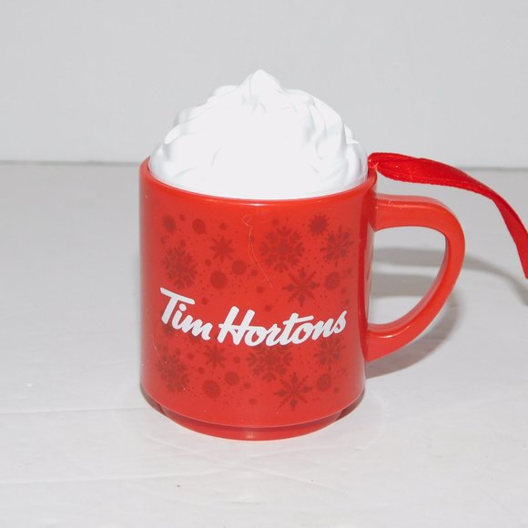 2021 Tim Hortons Coffee Mug Snowflakes Whipped Cream Christmas Tree Ornament - Picture 2 of 5